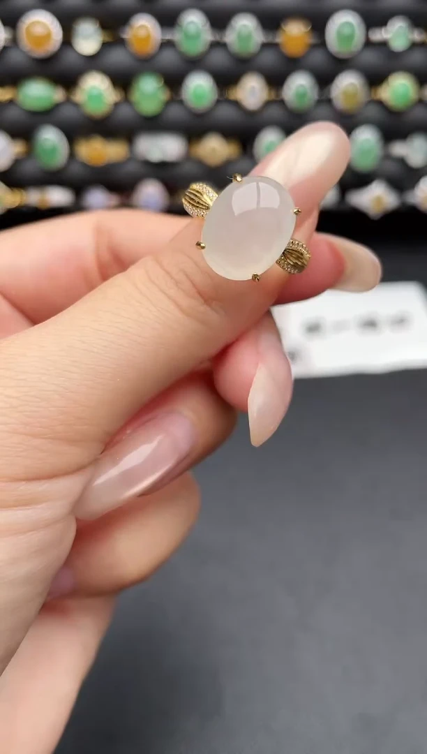 银S925镶嵌戒指翡翠一物一证一礼盒