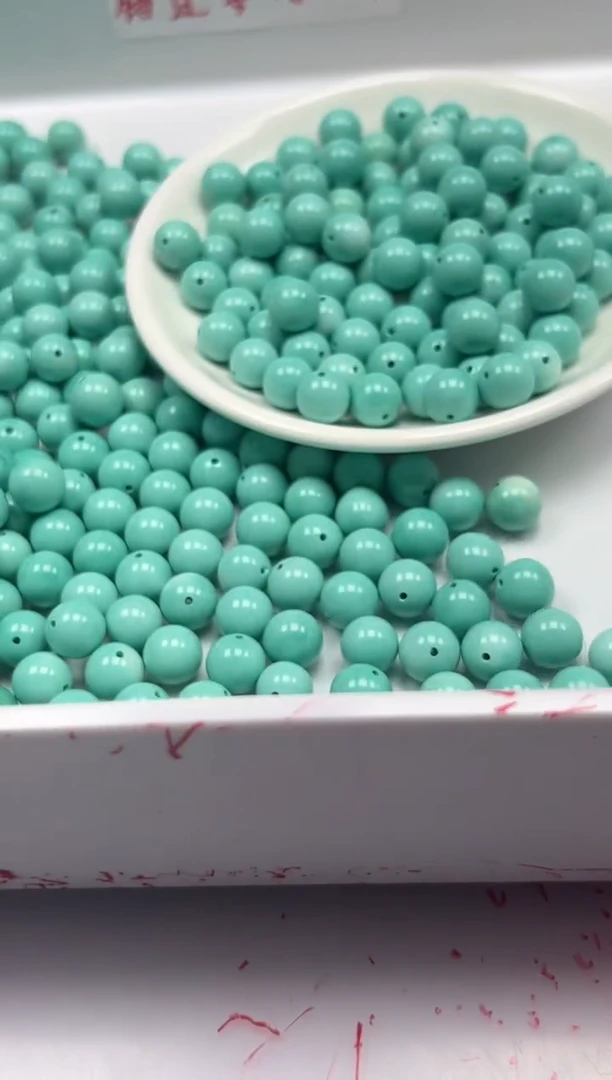 玛瑙/玉髓颈饰未镶嵌W404高瓷绿*松10mm*5颗