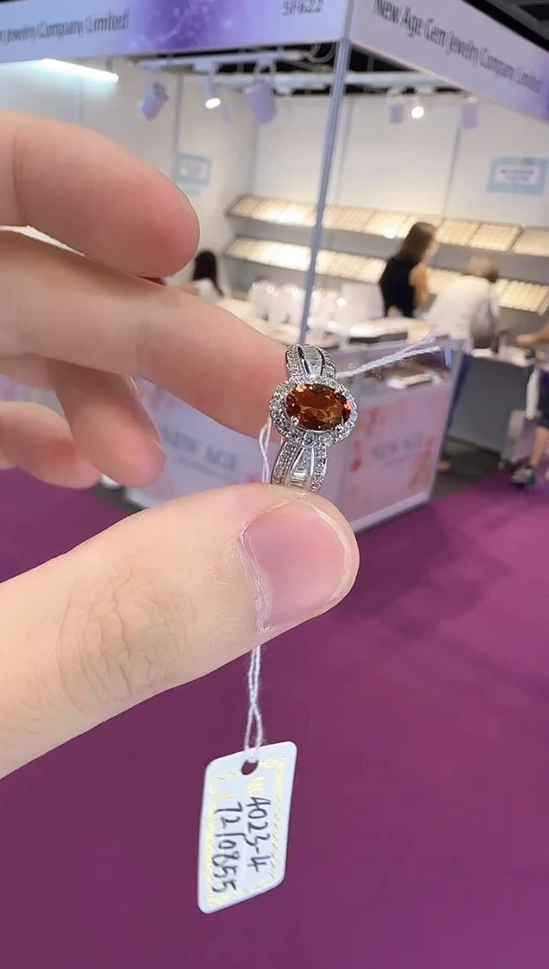 银S925镶嵌戒指黄晶5*7mm浓金