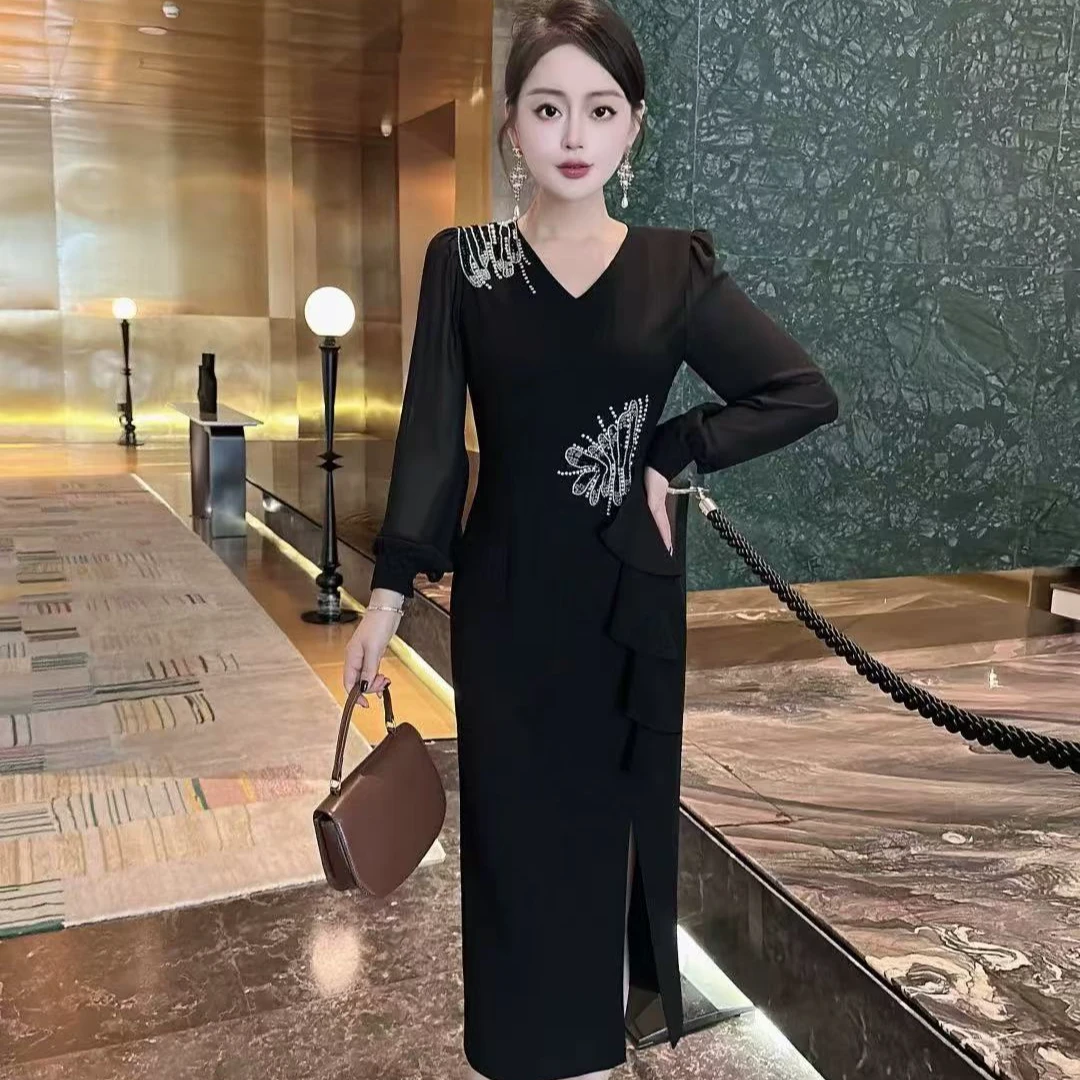 法式气质优雅高级感简约优雅收腰显瘦名媛设计感时尚连衣裙