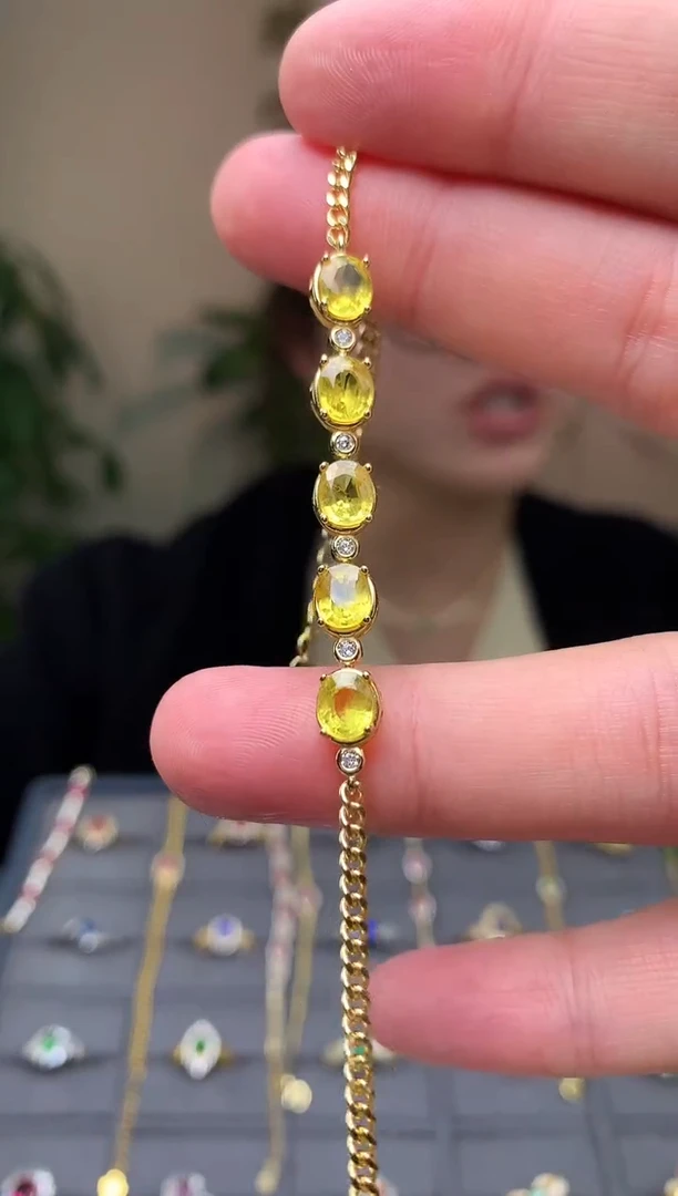 手链蓝宝石银S925镶嵌手链