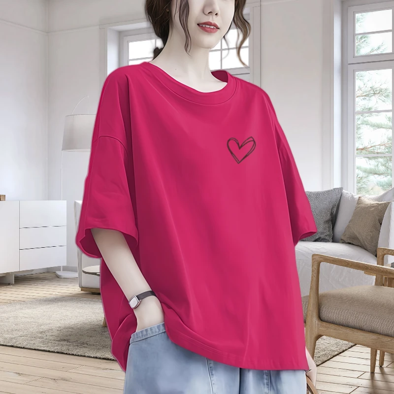 清仓捡漏~100%棉短袖T恤女夏妈妈装宽松显瘦百搭洋气减龄圆领上衣