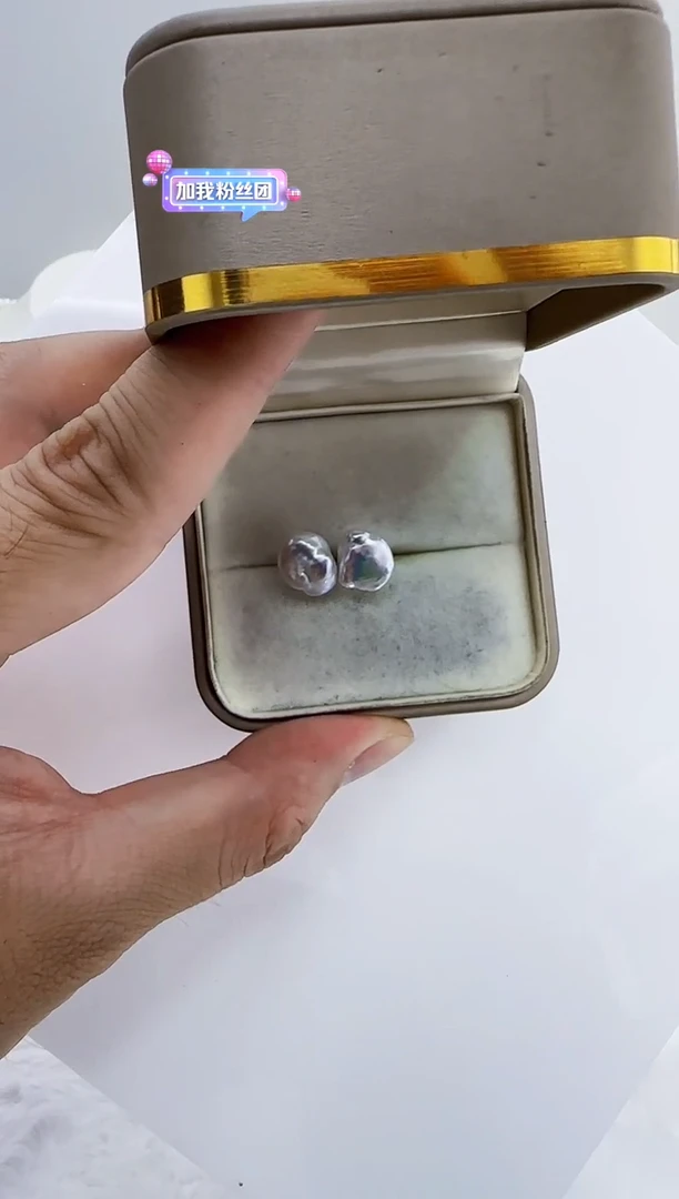 银S925镶嵌淡水珍珠DA巴洛克珍珠耳饰 y155