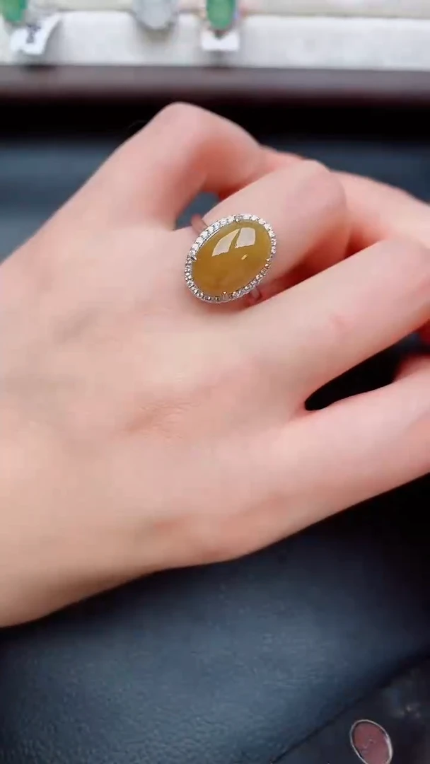 银S925镶嵌戒指翡翠...