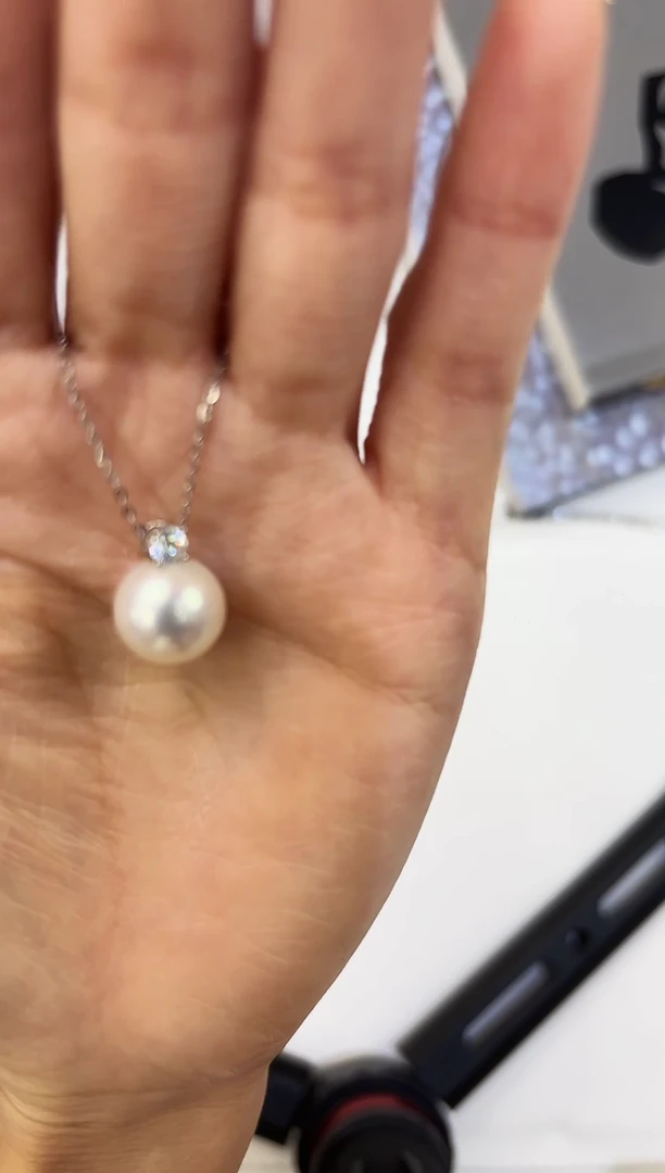 吊坠(赠链)银S925镶嵌淡水珍珠银款淡水爱迪生珍珠吊坠