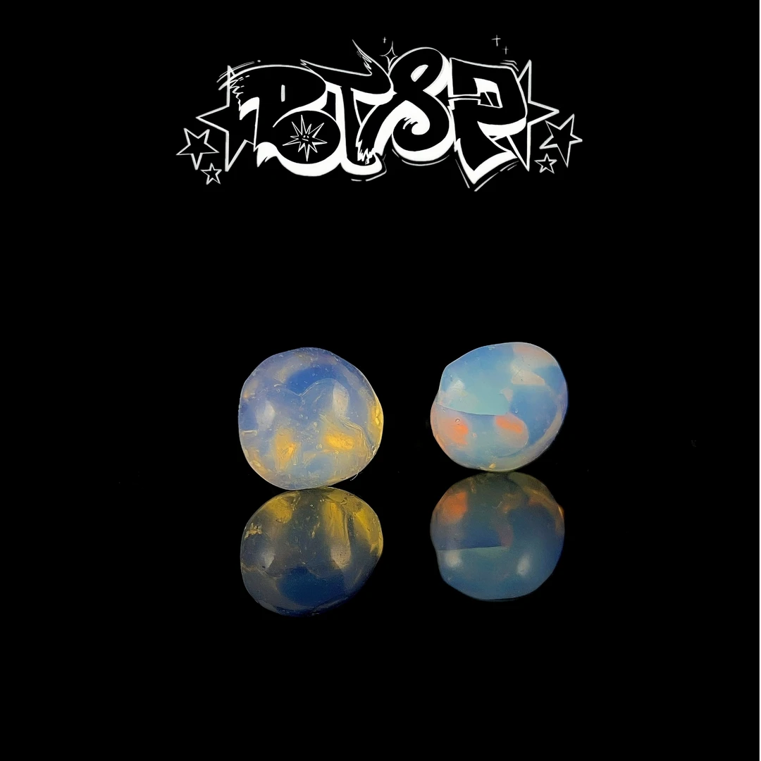 BTSP S925银针蛋白清亮清澈多火彩星空梦幻简约潮流耳钉