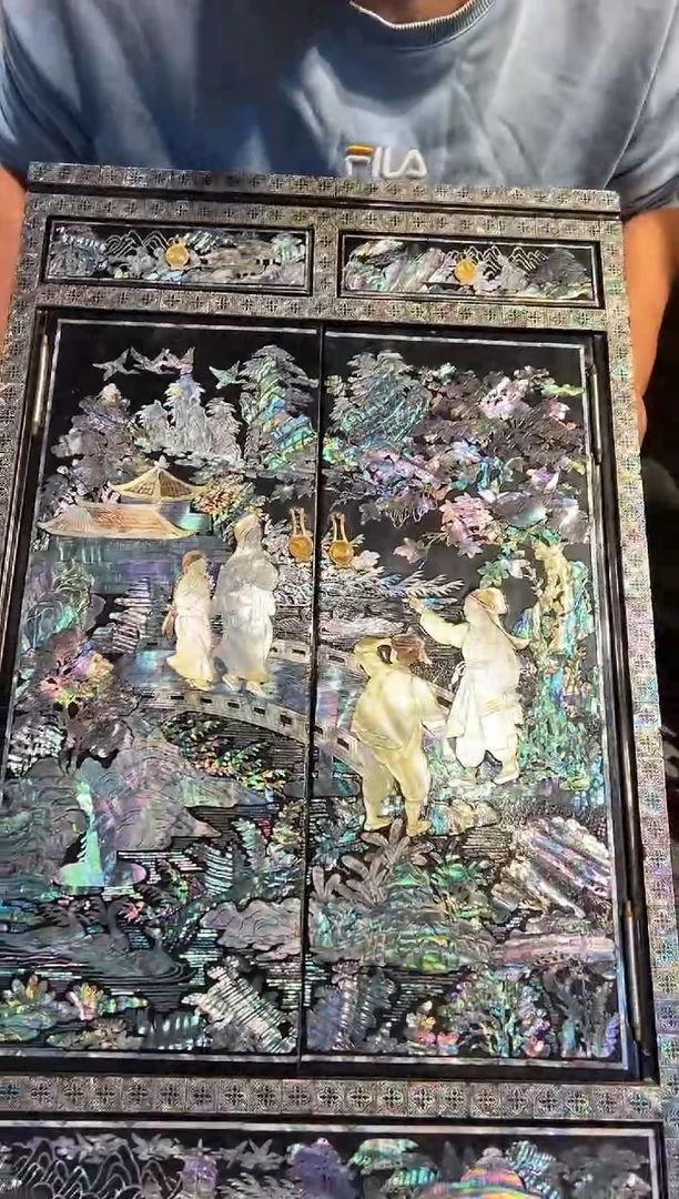 满彩螺钿 玉石落地单柜
