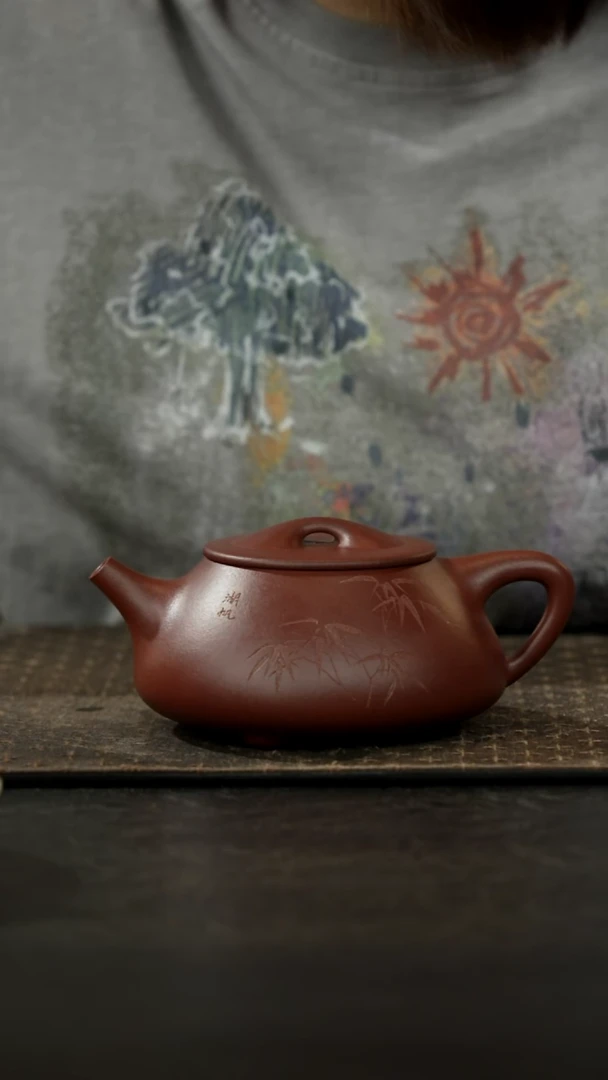 茶壶紫砂桃花紫泥满瓢430cc