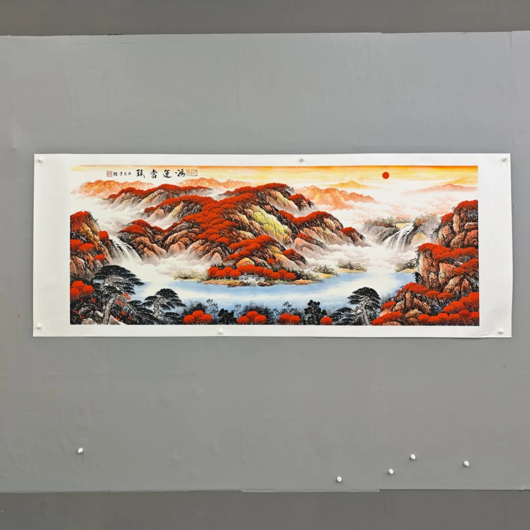 锦煌专属/李鲤手绘/鸿运当头/画芯180*70/十二平尺