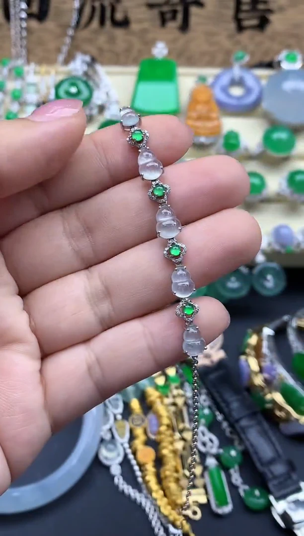 【闪购商品】翡翠手串18K金镶嵌516-中国好珍宝