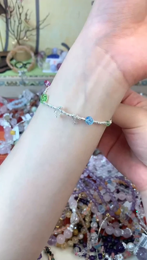 水晶手链银S925镶嵌186手串