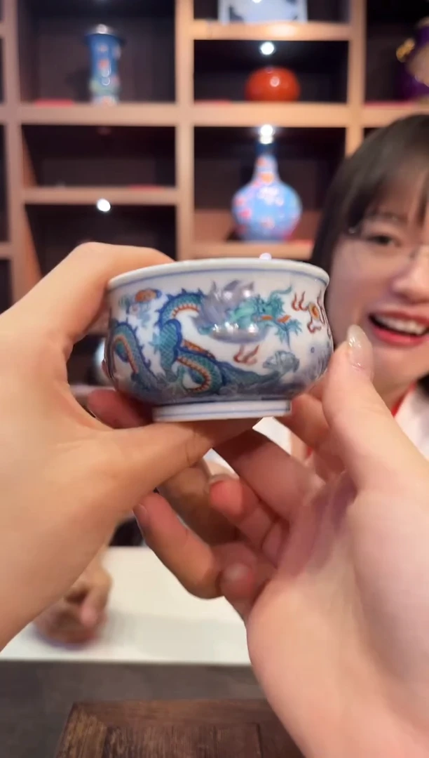 摆件斗彩涂杏花陶瓷0212