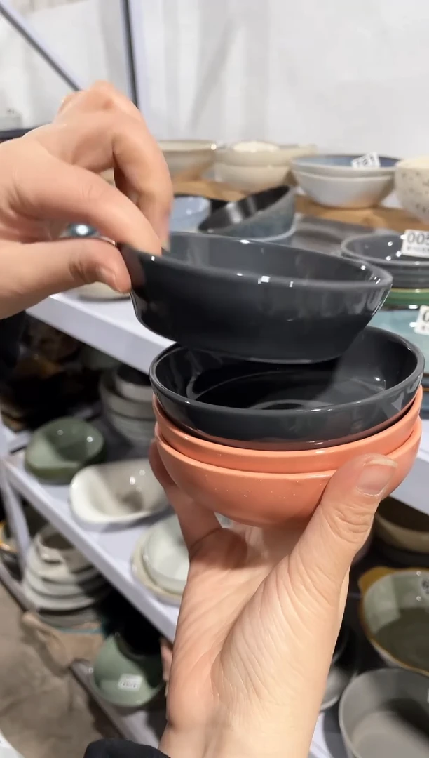 【闪购商品】碗微瑕（4件套）橘灰火锅碗