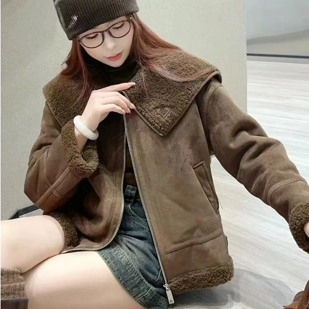 【锦衣服饰】QC 922韩版娃娃领皮毛一体机车服