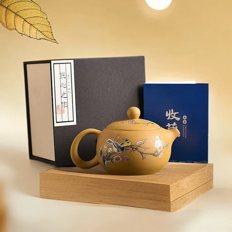 喜上眉梢黄段泥变色西施壶遇热变色凤鸣1壶4杯   a