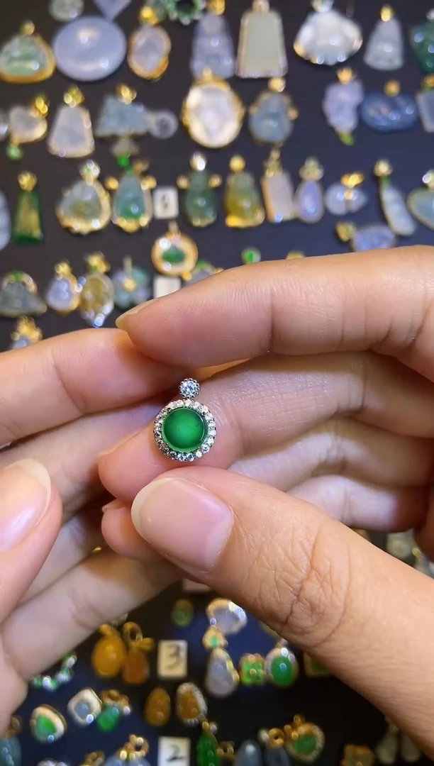 翡翠银S925镶嵌吊坠(不含链)1