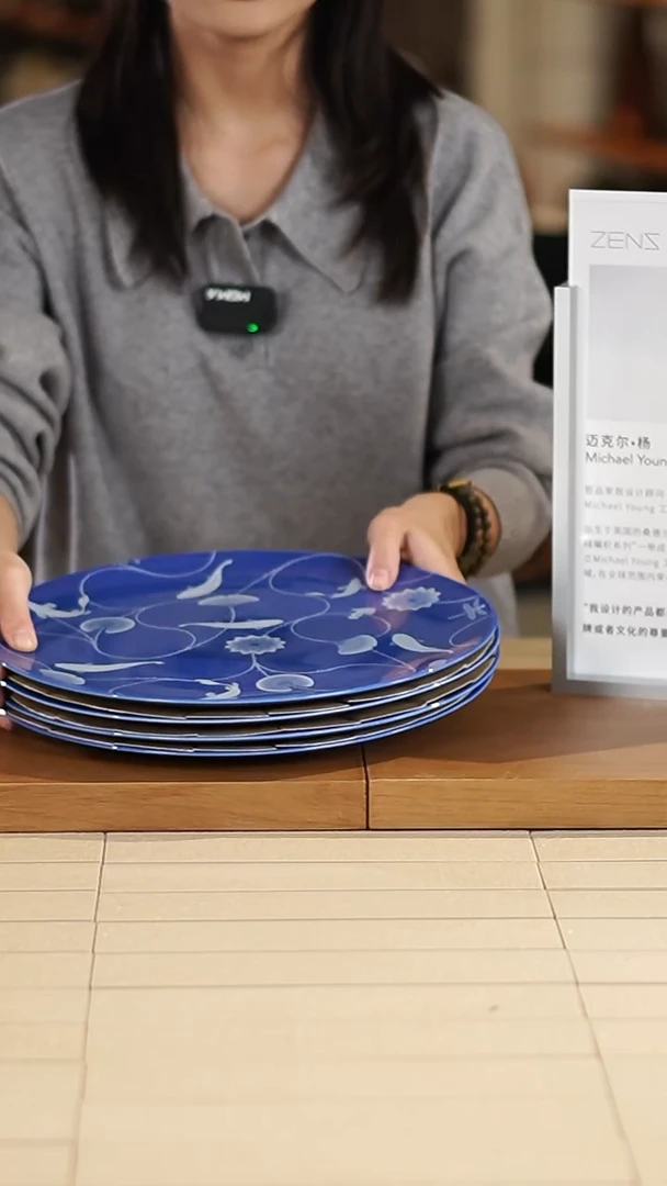 流莲系列-四碟12”蓝色套装-外贸