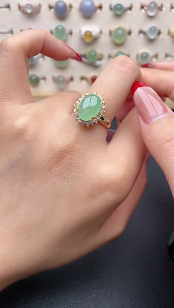 【闪购商品】翡翠戒指银S925镶嵌一物一证一礼盒