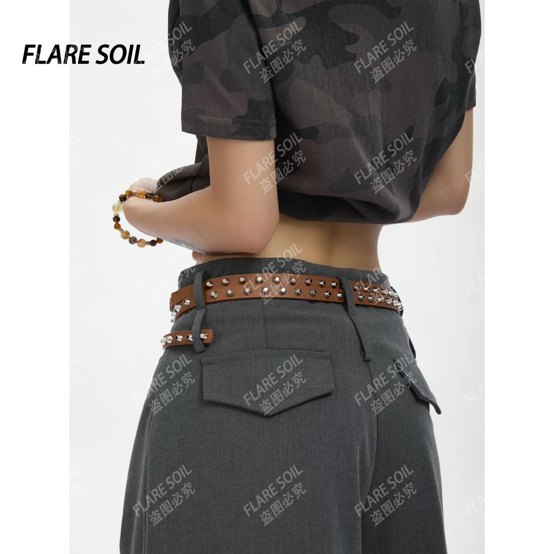 【FLARE SOIL】（现货）牛仔腰带女铆钉复古运动休闲欧美简约T523E