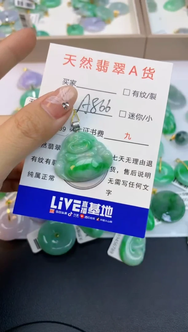 颈饰18K金镶嵌翡翠天然缅甸a货翡翠百元以上9元证书费自理