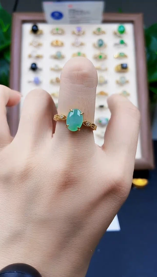 银S925镶嵌戒指翡翠12