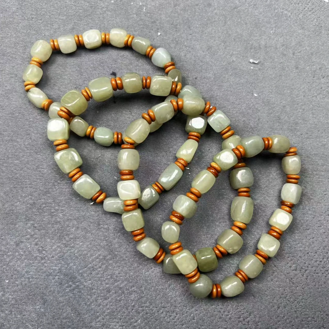 新疆和田玉随型珠子手链青白玉珠子男女款手串多样性发货拍一发一