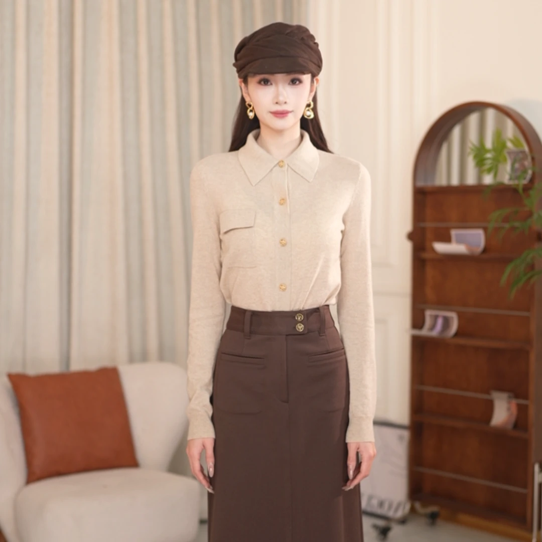 GIRDEAR/哥弟秋冬新款通勤气质美拉德小香风长袖针织衫 1499186
