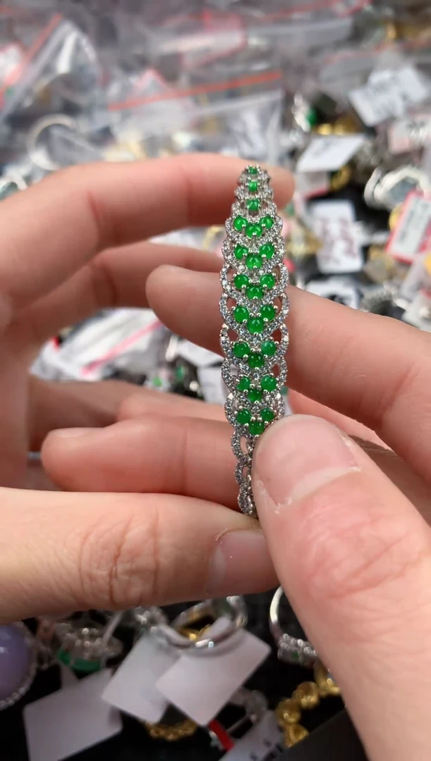 银S925镶嵌戒指翡翠222---1