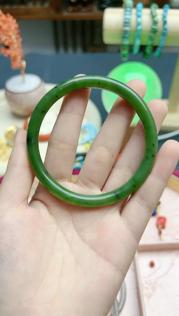 【闪购商品】和田玉手镯未镶嵌和田玉58+#碧玉手镯*1 YR