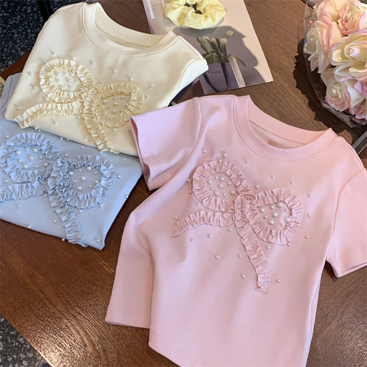 女童短袖T恤韩版儿童宽松百搭上衣夏装2025新款女孩纯色半袖打底
