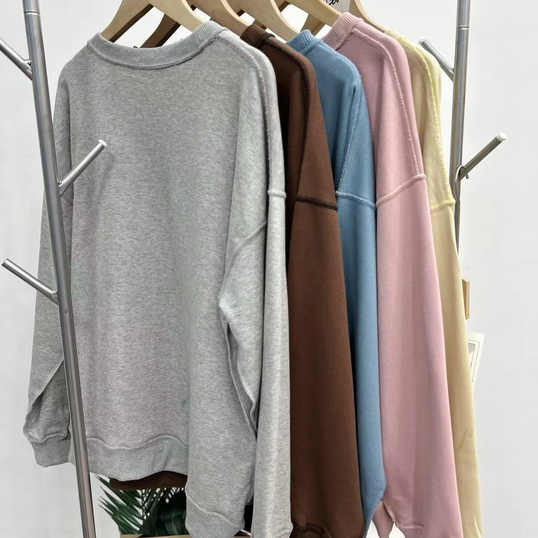 【春季新款】女士复古卡通毛边平线毛圈圆领卫衣7610