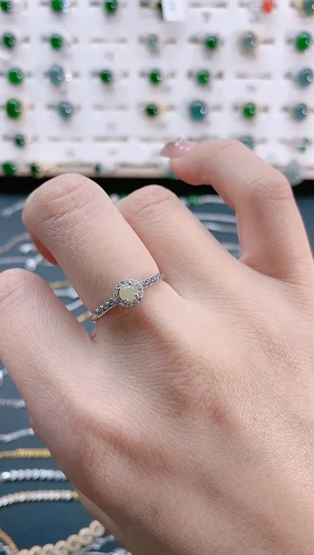 【闪购商品】翡翠戒指银S925镶嵌天然翡翠