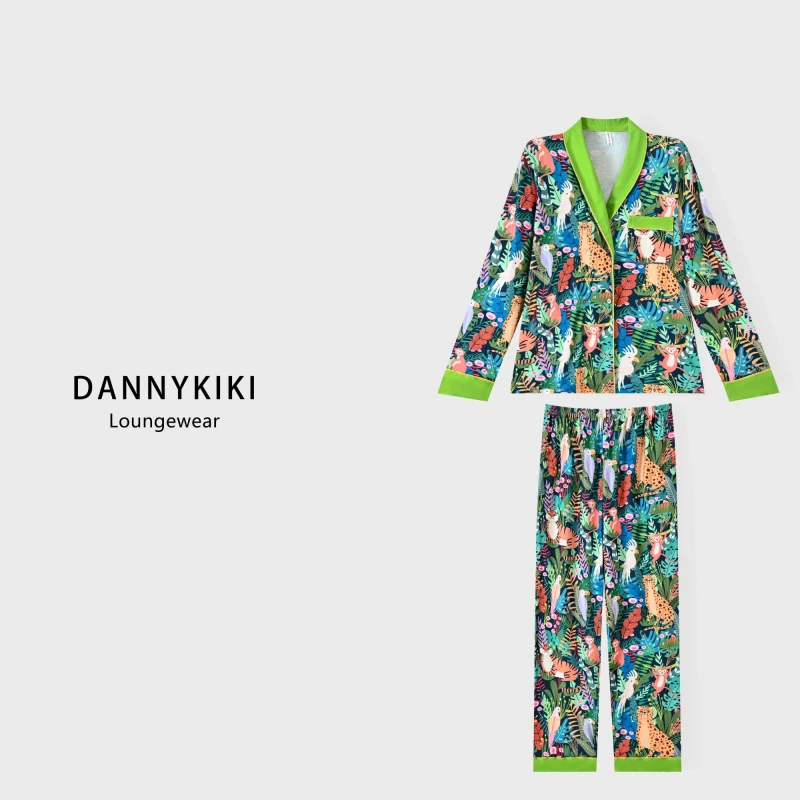 简丹生活【森林世界】青果领高级感睡衣女春秋款家居服套装两件套