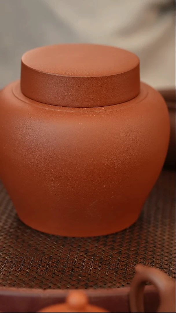 茶壶紫砂原矿手工制作茶叶罐 红泥