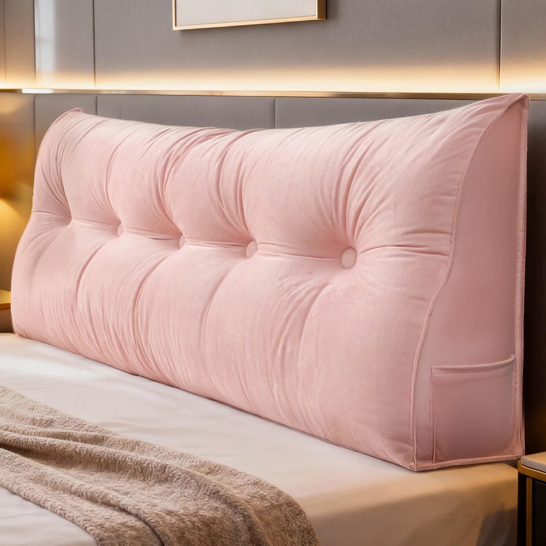 纯色三角床头靠枕榻榻米加厚软包毛绒护腰卧室床上靠垫可拆洗靠枕