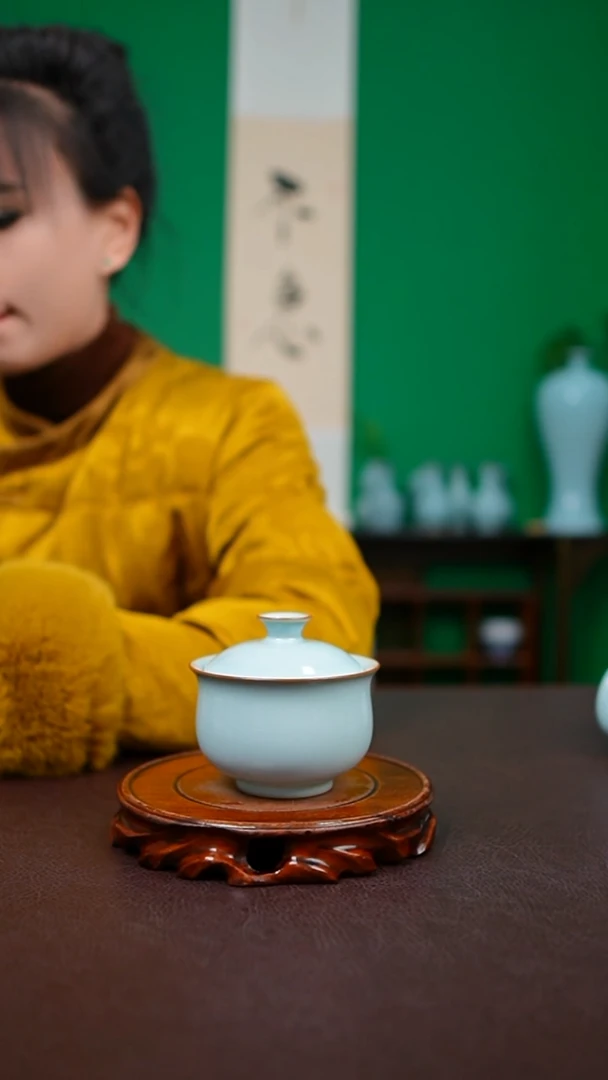 天青色一级品两才盖碗