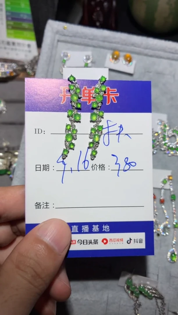 银S925镶嵌翡翠耳饰￴****奶扶红灯闯老奶