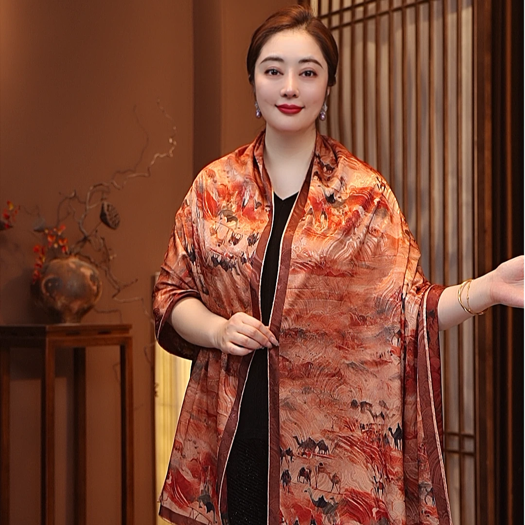 【沙海织歌】180*70龙鳞纹长巾双面双色秋冬百搭时尚中国风气质