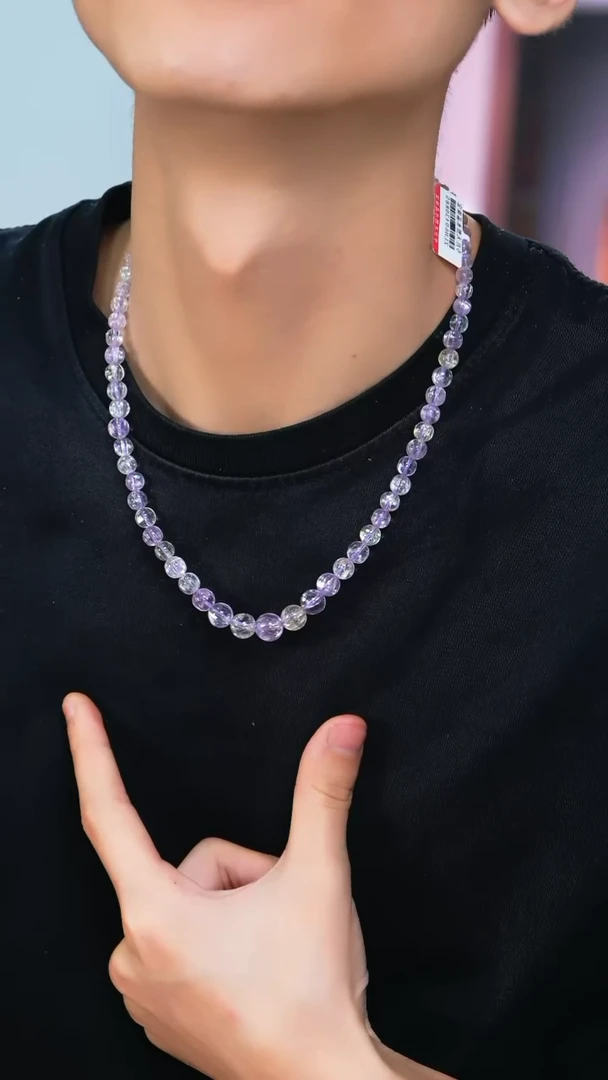 未镶嵌锂辉石L006猫眼拉丝紫锂辉塔链多样性发其一