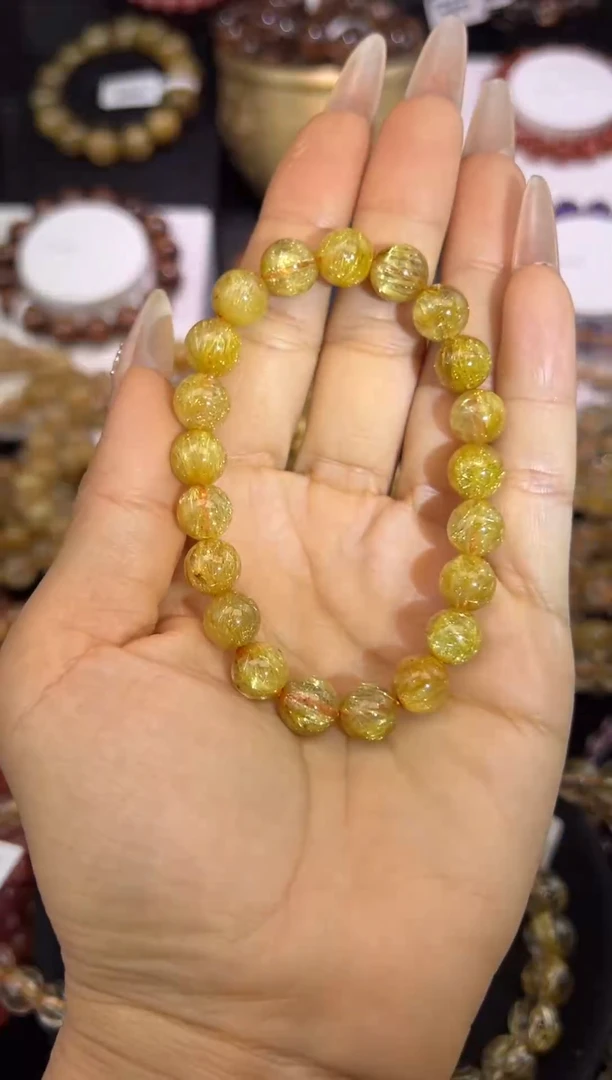 未镶嵌手串水晶金发晶9mm+