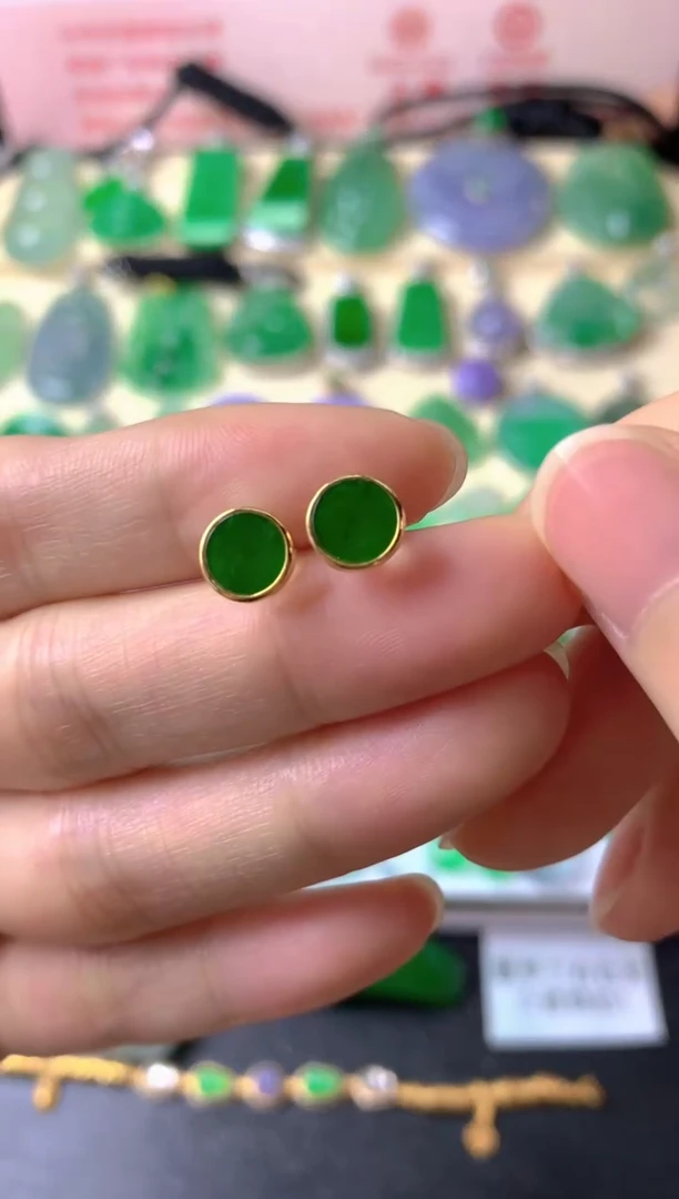 银S925镶嵌翡翠耳饰雨*耳饰