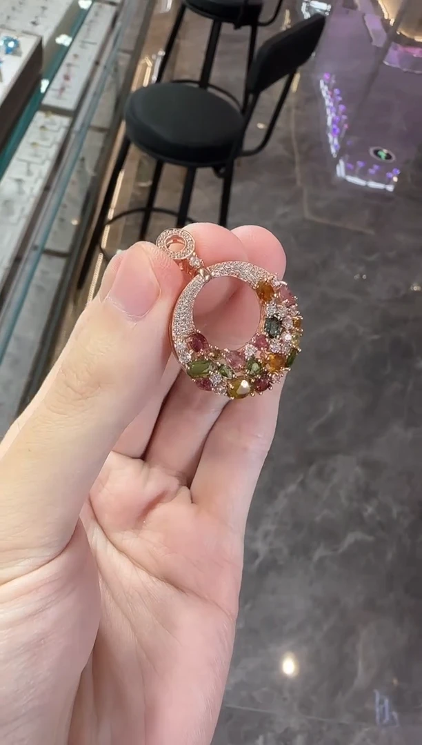 银S925镶嵌颈饰碧玺多样性发