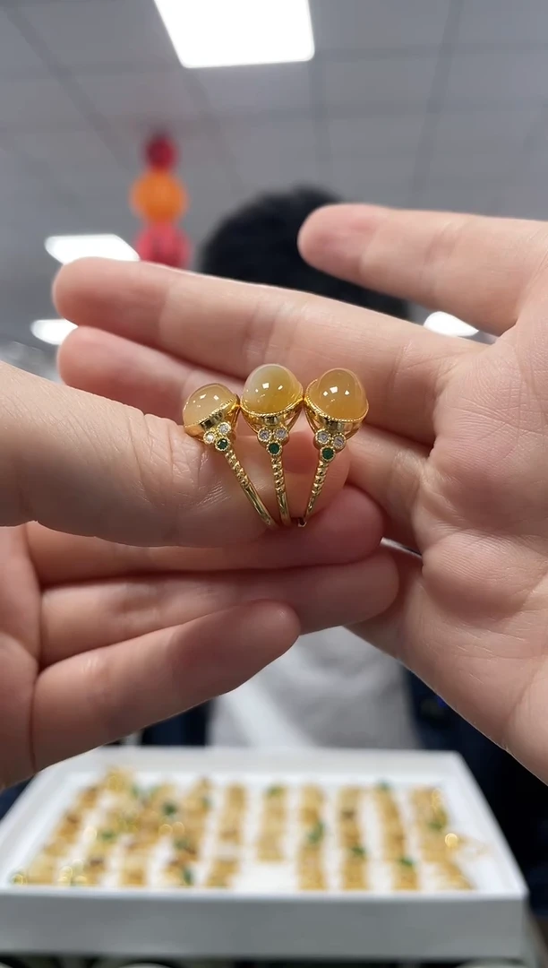 和田玉戒指银S925镶嵌糖色戒指一件多样性发一件