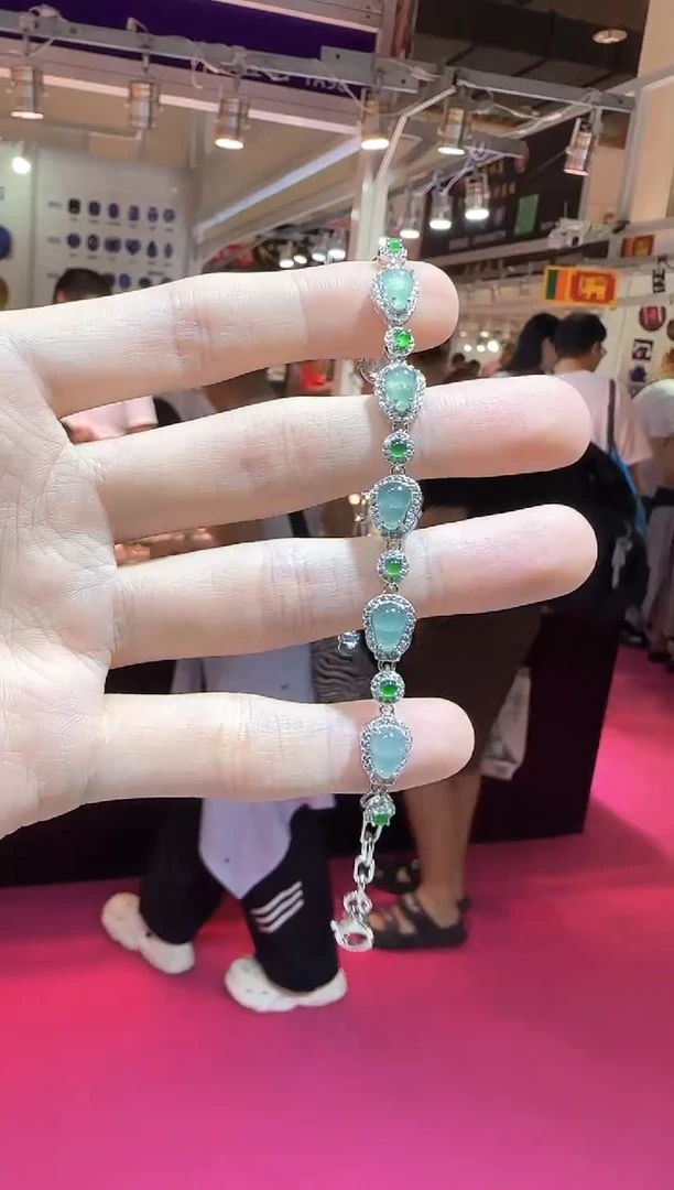 银S925镶嵌手链翡翠葫芦
