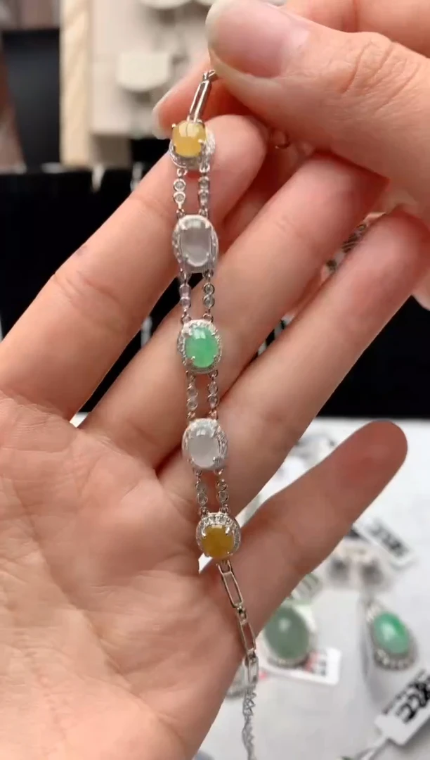 【闪购商品】翡翠手链银S925镶嵌3号