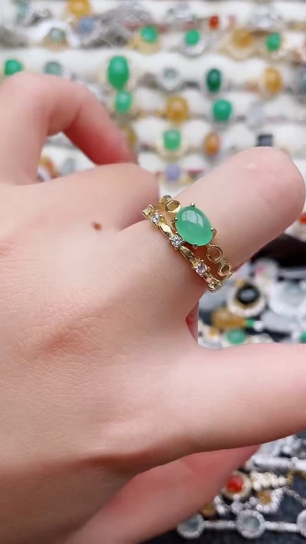 银S925镶嵌戒指翡翠82