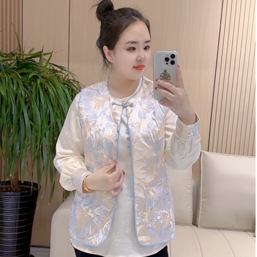 【聪姐推荐】6213新中式高端刺绣马夹T恤两件套（衣长64，胸围118）