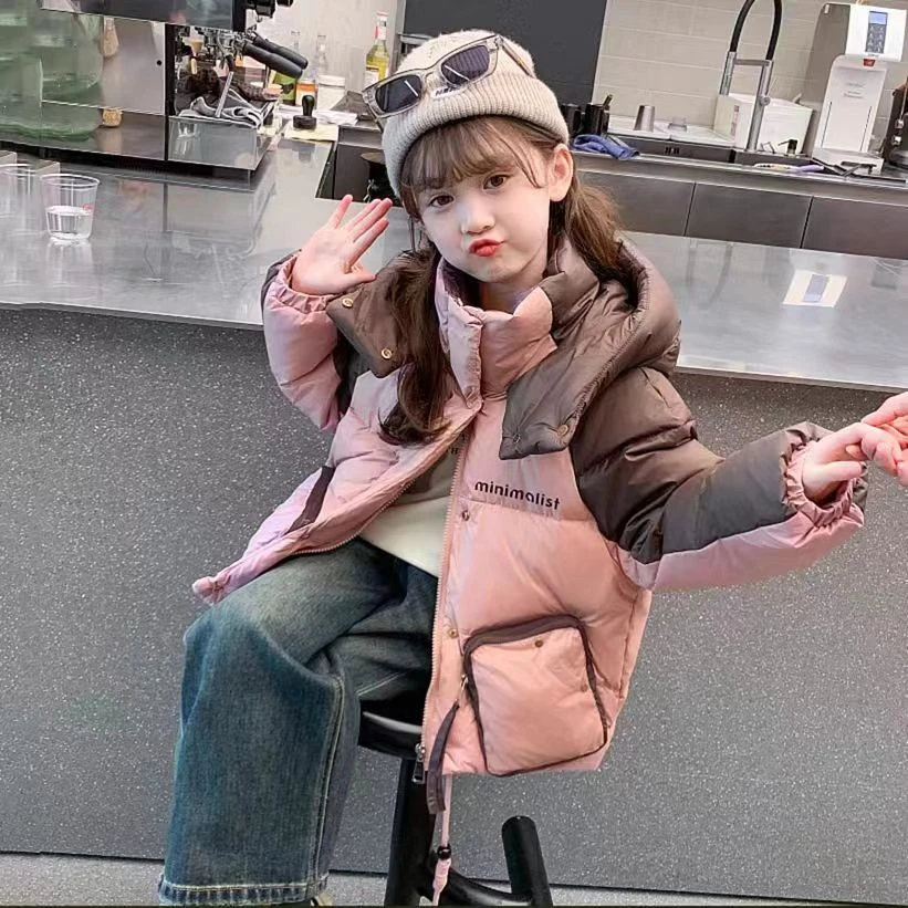 冬季连帽羽绒服外套加厚保暖韩版秋冬女外穿时尚中洋气中大童