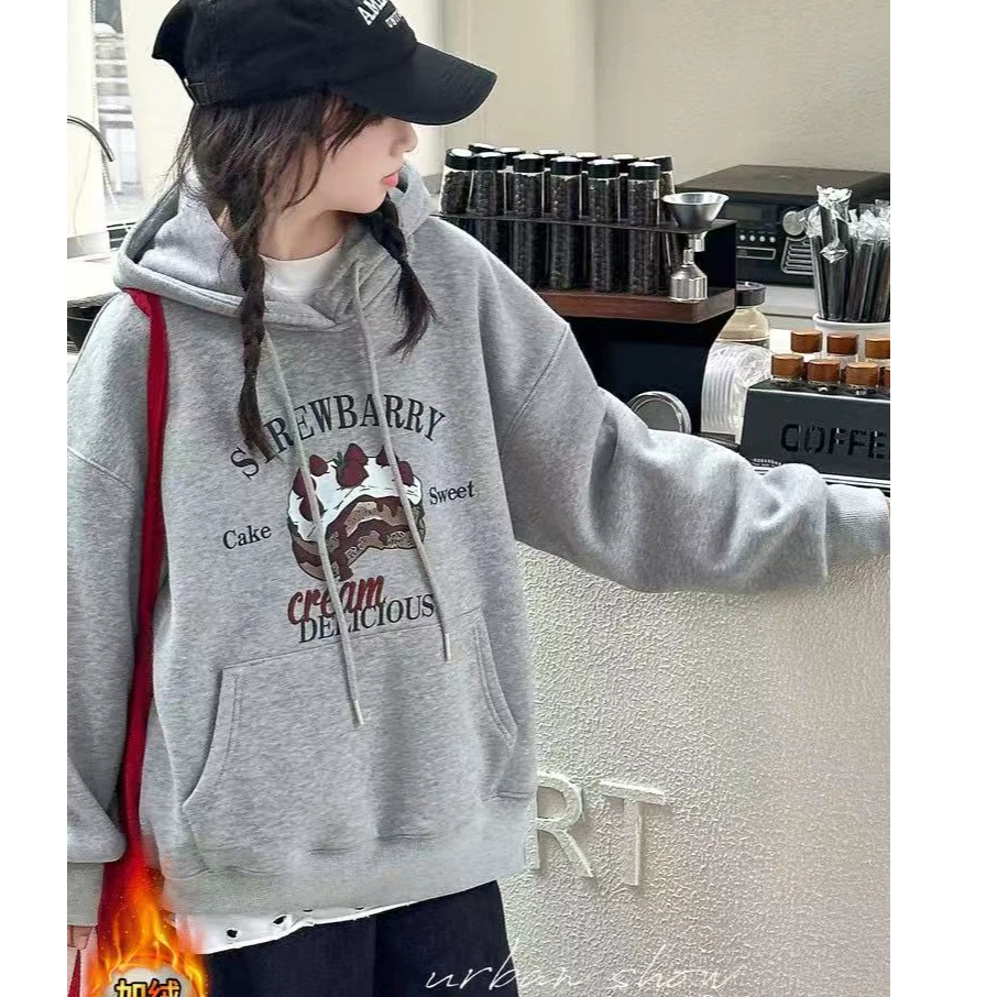 9622冬季女童休闲一体绒连帽卫衣