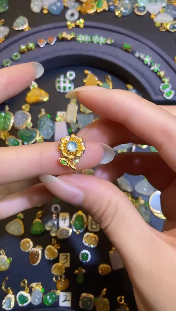 吊坠(不含链)银S925镶嵌翡翠1